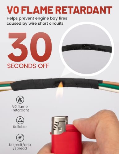 RED WOLF Noise Damping PET Electrical Wire Tape 3/4 Inch x 90 Feet 3 Rolls High Heat Abrasion Resistance Self-Adhesive Fabric Cloth Tape Wrap Wiring for Automotive Engines Cable Protection - size: 3/4 inch - 90 Ft (3-Pack)