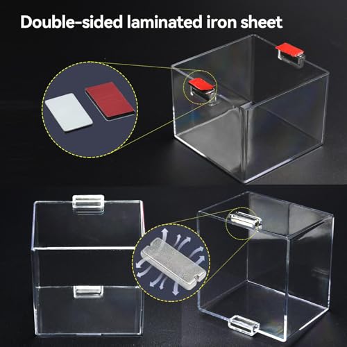 Strong Magnet Magnetic Push Button Switch Protective Cover Dustproof Waterproof Transparent for Computer Cocket Emergency Stop Button Square 84 * 84 * 62mm - color: Square Hole: 84*84*62mm