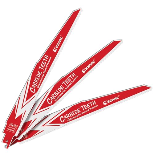 EZARC Carbide Reciprocating Saw Blades, 9-Inch 6/9TPI, Wood, Metal, 3-Pack - size: 9 inch, style: 6/9TPI