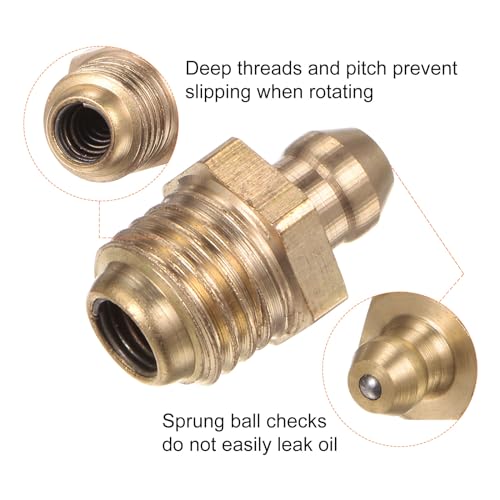 HARFINGTON 15pcs Brass Straight Grease Fitting M10x1.25mm Metric Thread Hydraulic Grease Nipple Accessories for Car - size: M10x1.25