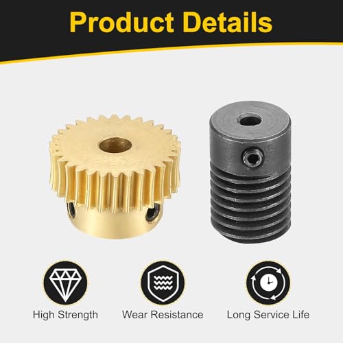 uxcell Worm Gear Set Right Rotation 30T 0.5 Module 1:30 Reduction Rate - size: Gear-4mm, Rod-3mm Bore, style: 0.5M-30T