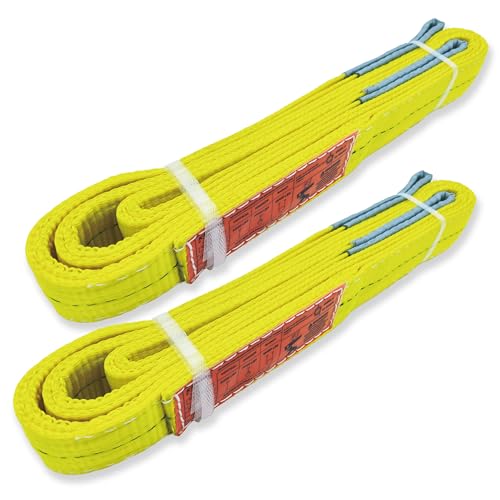 2-Ply Lifting Sling Straps 2”x 4ft - 6200lbs Vertical Capacity Heavy Duty Flat Eye Lift Sling, for Rigging Moving Towing Hoisting -2Pack - Kodiak Straps - color: 2 PACK, size: 2inch x 4ft