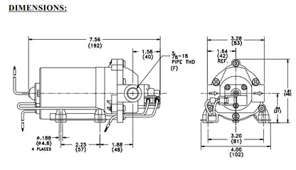 PENTAIR SHURFLO 8000-151-296 Self-Priming Diaphragm Pump, 24V DC 1.0 GPM 60 PSI Automatic Demand Switch, 3/8 in FNPT Ports, Chemical-Resistant, Agricultural and Industrial Fluid Transfer Pump