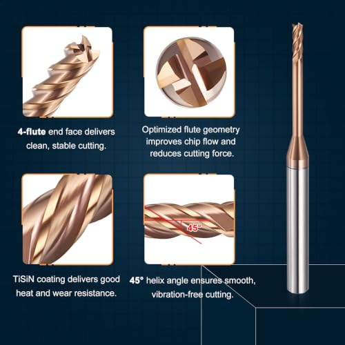 Carbide End Mill 2mm Dia 20mm Cut L 50mm L 4mm Shank 4 Flute - size: 2mm Dia - 20mm CL - 50mm L - 4mm Shank