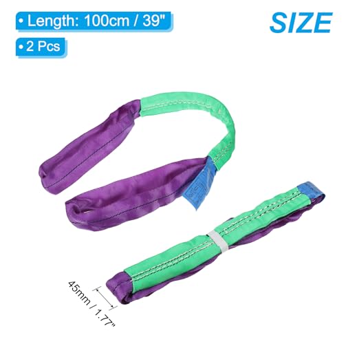 PATIKIL Lifting Slings Straps 2Pcs 3ft Heavy Web Slings 2204lbs,Purple - color: Purple, size: 2204lbs