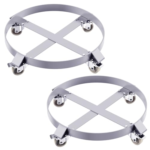 Garvee 55 gal Drum Dolly,Heavy Duty 1000 LBS Load Capacity, Barrel Dolly Cart Drum Caddy, Non Tipping Hand Truck Dollies with Steel Frame 4 Swivel Casters Wheel, for Warehouse Drum Handling (2 pcs) - color: 2 Pcs