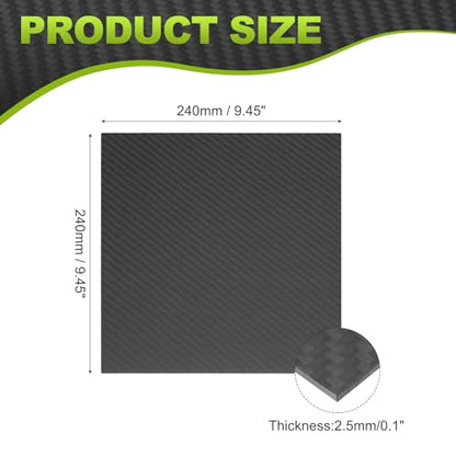 MECCANIXITY 3K Carbon Fiber Plate Panel Sheets, 240 x 240 x 2.5mm Carbon Fiber Board Plate Matte Twill Weave Panel Sheets Flexible for RC Aircraft, Model Car, Auto Parts - size: 240 x 240 x 2.5mm/9.45 x 9.45 x 0.1 inches