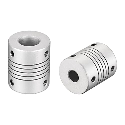 uxcell 12mm to 8mm Aluminum Alloy Shaft Coupling Flexible Coupler Motor Connector Joint L30xD25 Silver 2Pcs - size: 12mm to 8mm
