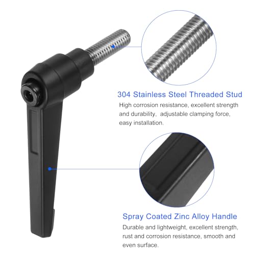uxcell 2pcs Clamping Lever Handles, M8 x 20mm 304 Stainless Steel Threaded Male Stud, Adjustable Handles Locking Quick Release Ratchet Push Button Bolt Knobs, Black - size: M8 x 20mm
