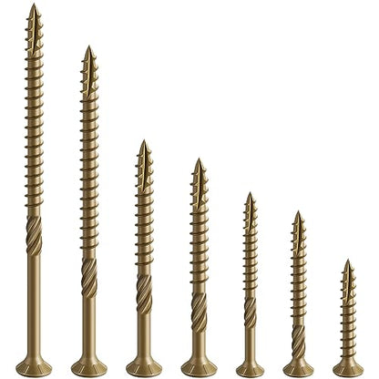 Wensilon #10 * 3" Deck Screws, (137pcs) 2 lbs.Exterior Wood Screws, Rust Resistant epoxy Coated, Bronze, T25 Star Bit - color: Yellow, size: 10*3