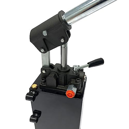 Double Acting Hydraulic Hand Pump with 3 QTs Tank - Manual Hydraulic Pump with Changeover Valve - 2.7 CID, 3600 PSI, 3/8" NPT Ports Piston Hand Pump - color: Double Acting, size: 2.7 CID 3 QTs tank