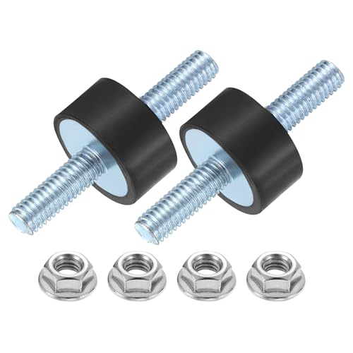 uxcell 2Pcs M6 x 18mm Rubber Mounts, 10 x 20mm Cylindrical Anti Vibration Isolator Studs Shock Absorber Double Studs with Nuts for Car Bobbin Generator Air Compressors - size: M6 x 18mm, 10 x 20mm