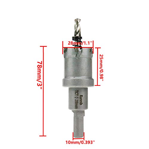 Carbide Hole Saw 1.1-inch/28mm Cutting Dia Hole Cutter for Cutting Stainless Steel Iron - size: 1.1"/28mm