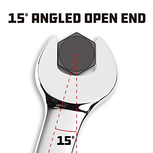 Powerbuilt 17mm Metric Combination Wrench, 12 Point Double Ended Box and Open End, 15 Degree Offset Polished 644121 (Pack of 2) - size: 17mm (Pack of 2)