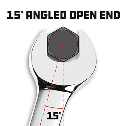 Powerbuilt 17mm Metric Combination Wrench, 12 Point Double Ended Box and Open End, 15 Degree Offset Polished 644121 (Pack of 2) - size: 17mm (Pack of 2)