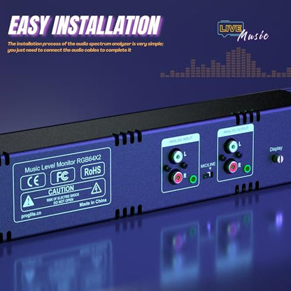 Generic Audio Spectrum Analyzer, 1.5U VU Meter, LED Spectrum Analyzer Home Audio Music Spectrum Display Meter, Music Level Indicator Light, Voice or Remote Control, Melody Rhythm Ambient Lamp