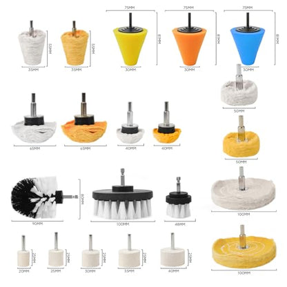 Unicaravan Aluminum Wheel Polishing Kit for Drill Buffing Wheel for Car Motorcycle Wheel Rim Manifold Polishing for Stainless Steel Chrome Wood Plastic Ceramic Glass Woods Machine Jewelry etc 21PCS - style: 21PCS