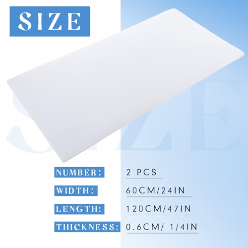 Frienda 2 Pcs 1/4 Thick, 47 x 23.6 White Hdpe Sheet Hdpe Plastic Sheet High Density Polyethylene Sheet Board Rectangular Solid Tapping Block for DIY Projects Home Floor Improvement - size: 47 x 23.6 x 1/4''