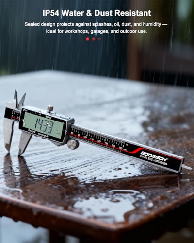 Digital Caliper, Rechargeable Digital Micrometer-IP54 Waterproof, Stainless Steel & Large LCD Screen Caliper Measuring Tool-Inch/Metric/Fraction,6" Calipers-Auto Off for Pros & DIYers - size: 6"-Micro-B