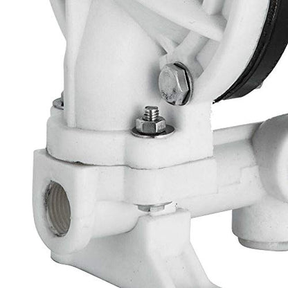 Polypropylene Air-Operated Double Diaphragm Pump with PTFE Diaphragms Max 100psi 13 GPM Pneumatic Double Diaphragm Pump for Chemical and Industrial Fluids Use (1/2 inch Inlet/Outlet)