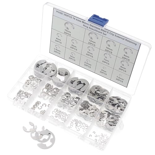 350PCS 14 Sizes Metric M1.5-15mm External E-Clip Retaining Ring Kit