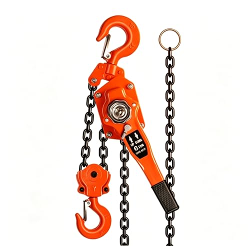 Manual Lever Chain Hoist 6 Ton 13200 Lbs, Heavy Duty Come Along Winch, G80 Galvanized Steel Double Pawl Brake with Auto Chain Leading & 360° Swivel Hook for Warehouse Garage（10FT） - size: 6T*10FT