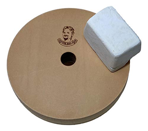 4" Diameter Leather Honing Wheel - Fits 1/2" Arbor - White Compound Included (3/4" Width) - size: 3/4" width