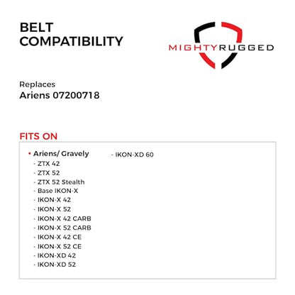 07200718 Drive Belt Replacement for Ariens, Length 57", Heavy-Duty, Durable, Aramid Cord Belt Fits Ariens IKON XD 52 & 60, IKON X 42 & 52, ZTX 42, ZTX 52, CARB - size: 57" x 1/2"