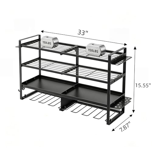 4-Tier Wall-Mounted Tool Organizer, Black