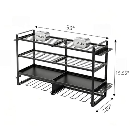 4-Tier Wall-Mounted Tool Organizer, Black
