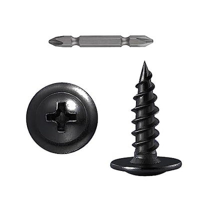 Wensilon（700 pcs）#4×1/2" Phillips Truss Head Wood Screws Black Galvanizing Quick Metal Self Tapping. - color: Black, size: #4×1/2"
