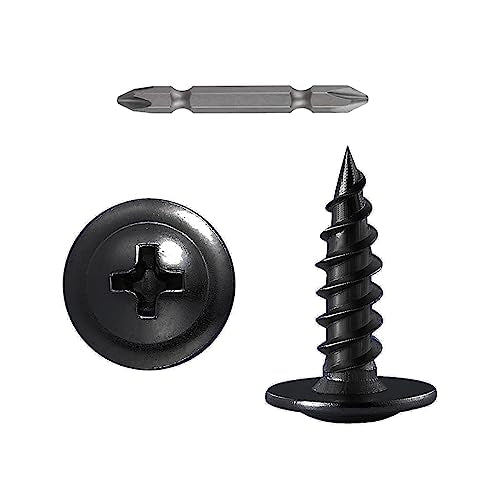 Wensilon（500 pcs）#6×5/8" Phillips Truss Head Wood Screws Black Galvanizing Quick Metal Self Tapping. - color: Black, size: #6×5/8"