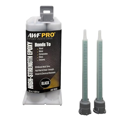AWF PRO Epoxy, Structural Adhesive, Bonds to Metal, Wood, Concrete, & Composites, Two-Part High-Strength Formula, UL 94 HB Classified, 50 mL Dual Cartridge, Black, 50 mL (1.69 fl oz), Pack of 1