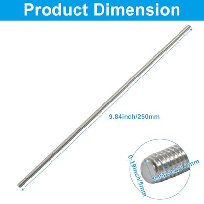 BokWin 4 Pack M5 x 250mm Fully Threaded Rod - size: M5 x 250mm