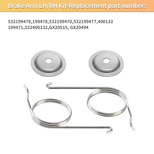 532437110 437110 Idler Pulley Arm & 532199471 & 532199478 Brake Arm LH/RH Kit - Compatible with Husqvarna/Craftsman Lawn Tractors, with 532199092 Spacer, Fits 917288663,250180, LTH 1538, YT16542T