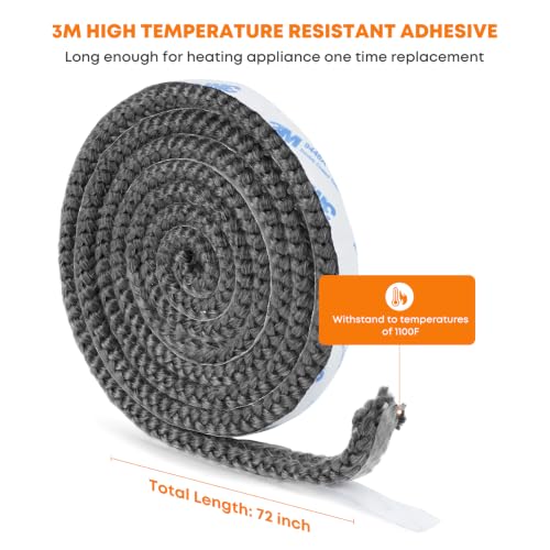 Stanbroil Stove Gasket Tape, 1/2" Width, 3/8" Thick, 72" Length - size: 1/2" Wide - 3/8" Thick