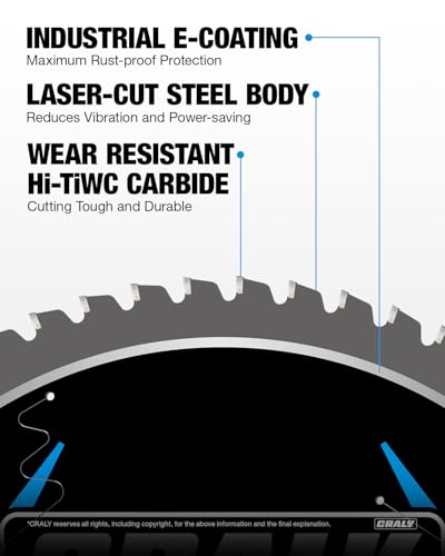 CRALY 12 Inch 60 Teeth Steel and Ferrous Metal Cutting Circular Saw Blade, 1 Inch Arbor, Thin Kerf, Professional Carbide Tipped Blade for Angle Iron, Threaded Rod, EMT Conduit(C1260MC) - size: 12" 60T