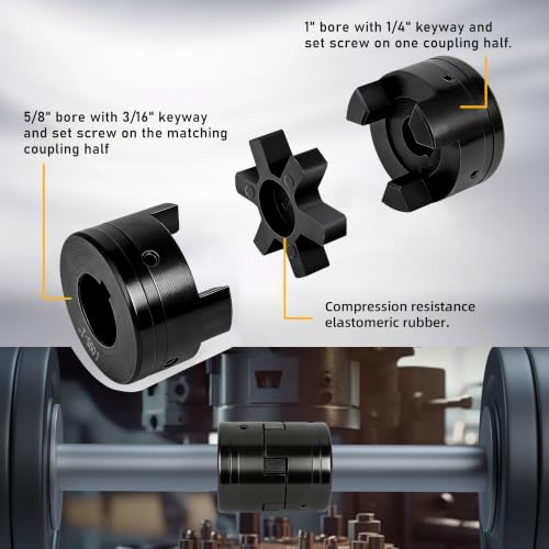 5/8" to 1" L095 Flexible L-Jaw Coupling Log Splitter Pump Coupler