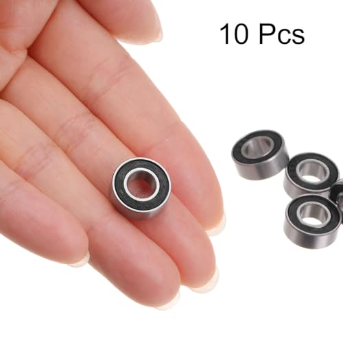 uxcell 10pcs 686-2RS Miniature Deep Groove Ball Bearings 6x13x5mm Black Rubber Sealed Bearings for TRX4 1/10 RC Cars Trucks, 3D Printer, P6 (ABEC 3) - color: Black, size: 6x13x5mm