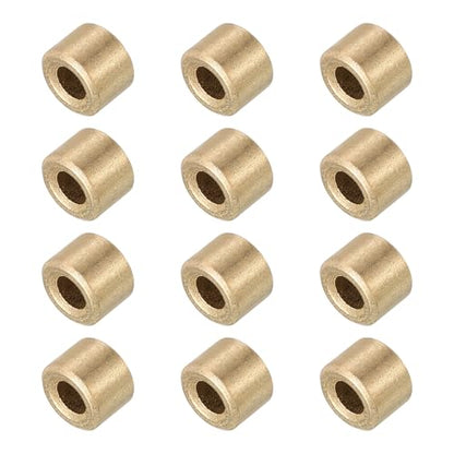 MECCANIXITY Sleeve Bearings,3mm Bore x 6mm OD x 4mm Length Self-Lubricating Cast Brass Bushing Plain Shaft Bearings for Sliding Movements Parts of Machinery(Gold Tone, Pack of 12) - size: 3 x 6 x 4mm