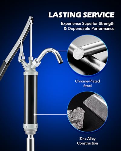 OMT 55 Gallon Drum Pump, Lever Action Barrel Pump for 15 to 55 gal Drums - color: Black Lever Action Steel Pump