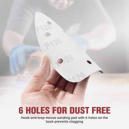 S SATC 36 PCS Mouse Sander Sandpaper 6 Holes Detail Sander Sandpaper Palm Sander Paper Hook and Loop Mouse Sanding Pads Assorted 60/80/100/120/180/240 Grit - style: 36PCS 6 Hole 60/80/100/120/180/240 Grit