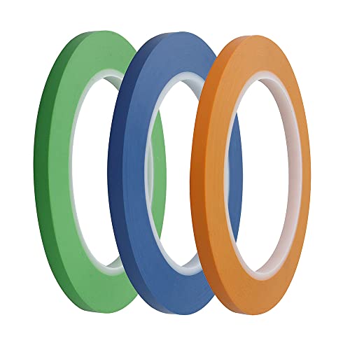 JINBING 3 Rolls Fine Line Tape High-Temp Vinyl Fineline Masking Tape Painters Tape 3-Colors (1/4 inch) - size: 1/4 inch x 36yard 3pcs