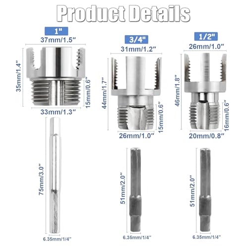 3-Piece PVC Pipe Threading Tool Set for 1/2-inch,3/4-inch,and 1-inch Pipes