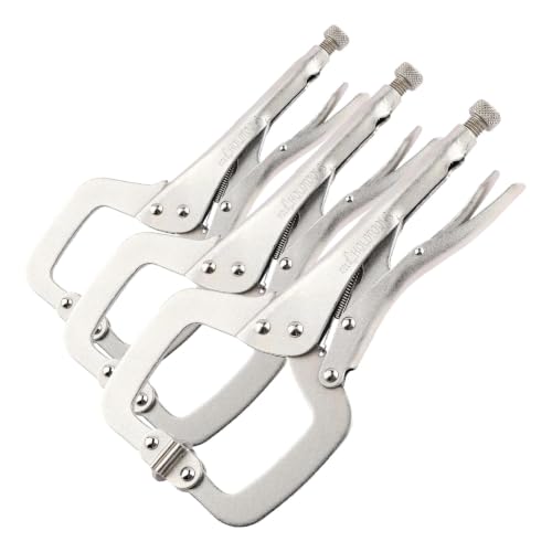 URASISTO 11-Inch C-Clamp Locking Pliers, Heavy Duty Welding C Clamp Pliers with Swivel Pads, Premium Alloy Steel Construction, Quick Release, Fit for Clamping Welding, Woodworking (Pack of 3) - size: 11-Inch C-Clamp Locking Pliers (Pack of 3)