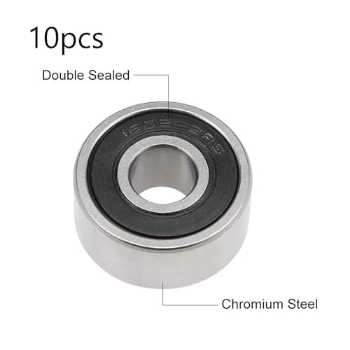 TOP-VIGOR 10Pcs 1602-2RS Deep Groove Ball Bearings, Z2 1/4 Inch x 11/16 Inch x 5/16 Inch Double Sealed Industrial Bearings, Chrome Steel Skateboard Bearings for Electrical Instrument Equipment - size: 1602-2RS, 1/4″x11/16″x5/16″