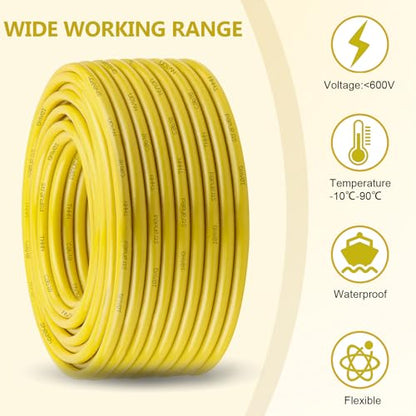 THHN Wire 4 Gauge 10 FT, 4 AWG Stranded OFC Copper Electrical Building Wire with Nylon Jacket PVC Insulation, Rated 600V for Residential, Industrial, CNC, Ground (4 Gauge, Yellow) - color: Yellow, size: 4 AWG 10FT