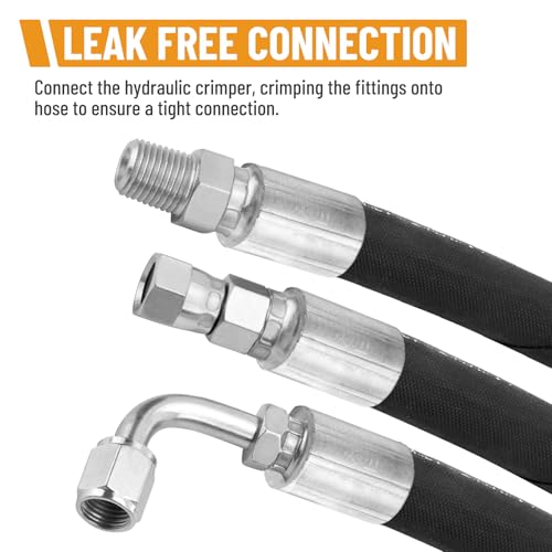50FT 1/4" Hydraulic Hose with 16PCS Hydraulic Hose Fittings - size: 1/4" Hydraulic Hose - 50FT