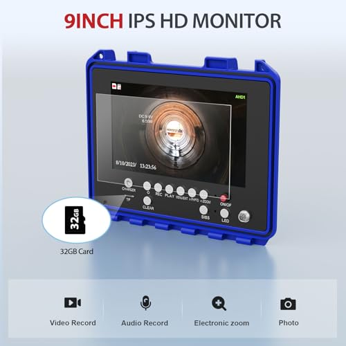 Sewer Camera 100ft with Self-leveling/12pcs Light/IP68 Waterproof Professional Inspection Camera for Plumber or Homeowners - size: 29M
