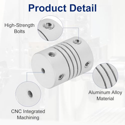 Flexible Shaft Coupling(2mm|7mm): 4 Pcs Silver Aluminum Alloy - color: Silver, size: 2mm x 7mm (15mm OD, 25mm L)